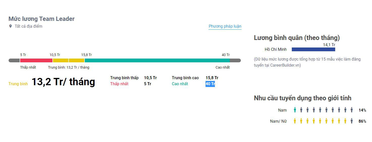 Mức lương của team leader - Ảnh: Internet