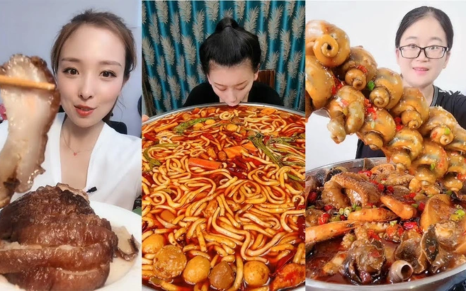 Những nguy cơ khi ăn uống đu trend trà sữa hành lá, mì tôm cúc vạn thọ- Ảnh 3. Trào lưu mukbang