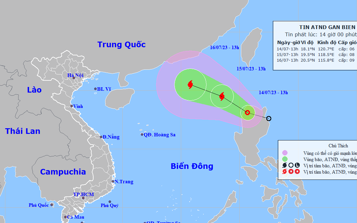 Áp thấp nhiệt đới gần Biển Đông mạnh lên thành bão trong 24 giờ tới