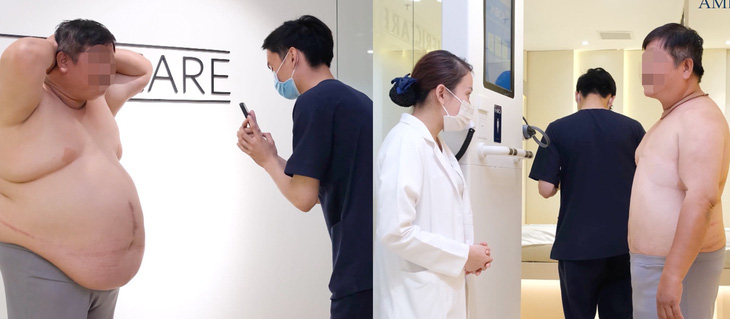 Công ty thuê diễn viên đóng clip quảng cáo giảm béo nói gì? - Ảnh 1. Nhân vật chú Đại trong clip “giảm 19kg sau một liệu trình giảm béo tại Americare clinic”- Ảnh cắt từ clip quảng cáo của Americare clinic