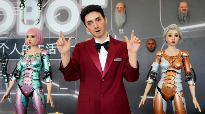 600 robot trên thế giới tham dự "Thế vận hội robot" tại Bắc Kinh - Ảnh 7. Robot hình người biểu diễn - Ảnh: TÂN HOA XÃ