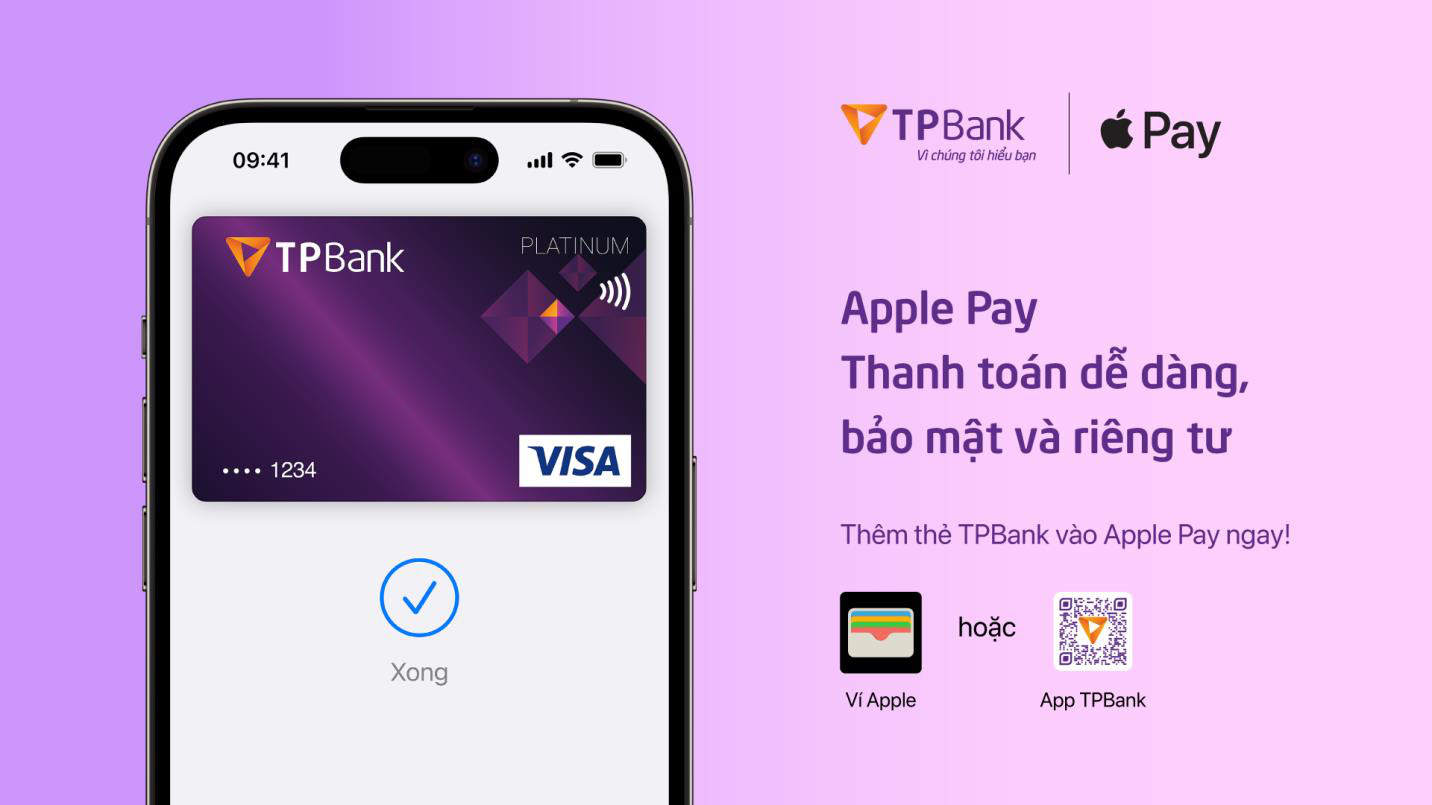 TPBank liên kết Apple Pay cho phép thanh toán trực tiếp thay cho thẻ - Ảnh 1. TPBank liên kết Apple Pay cho phép thanh toán trực tiếp thay cho thẻ - Ảnh 1.