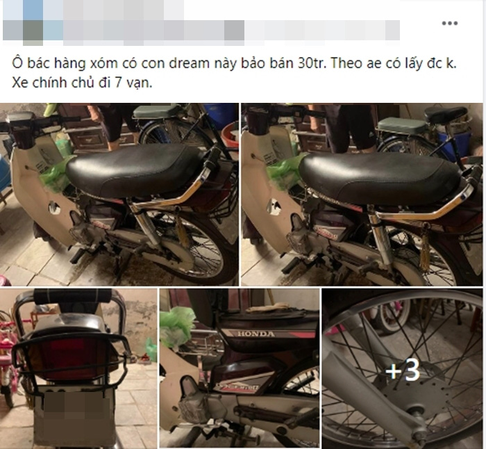 A user wants to buy a used Honda Dream but is worried about the price - Screenshot
