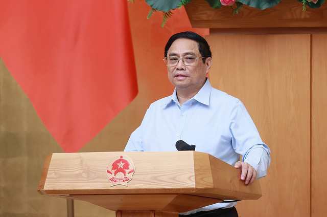 Thủ tướng Phạm Minh Chính phát biểu tại phiên họp Chính phủ thường kỳ - Ảnh: VGP