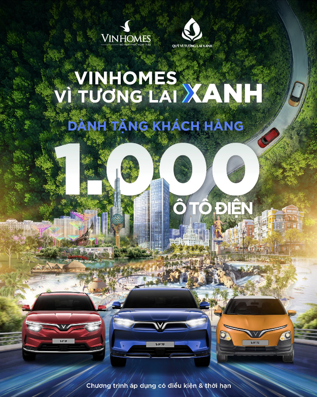 Vinhomes vì tương lai xanh dành tặng khách hàng 1.000 ô tô điện - Ảnh: Đ.H.