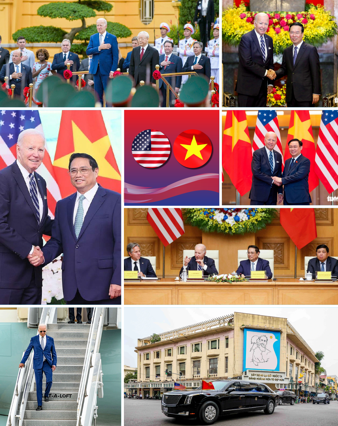 Tổng thống Joe Biden đến Hà Nội và tiếp xúc với các lãnh đạo cấp cao Việt Nam vào tháng 9-2023 - Ảnh: TUỔI TRẺ - TTXVN