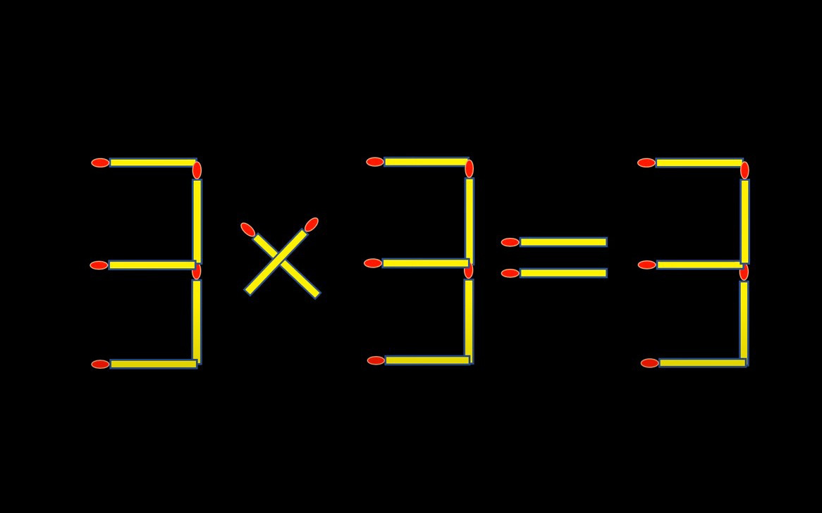 Thử tài IQ: Di chuyển một que diêm để 1-6=5 thành phép tính đúng- Ảnh 8. Thử tài IQ: Di chuyển một que diêm để 3x3=3 thành phép tính đúng