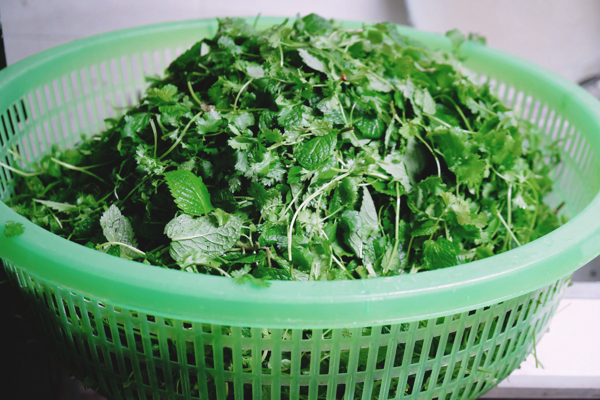Bánh cuốn cổ truyền Hà Nội ăn kèm rau thơm mới đúng vị - Ảnh: ĐẬU DUNG