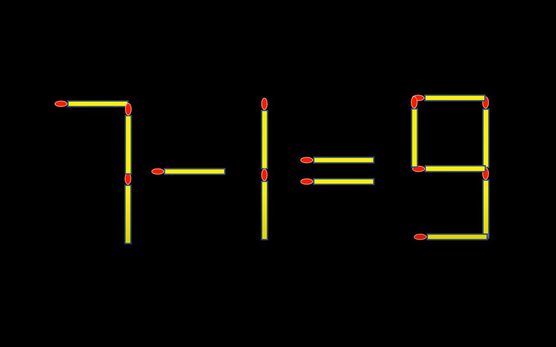 Thử tài IQ: Di chuyển một que diêm để 9x2=7+8 thành phép tính đúng- Ảnh 8. Thử tài IQ: Di chuyển một que diêm để 7-1=9 thành phép tính đúng
