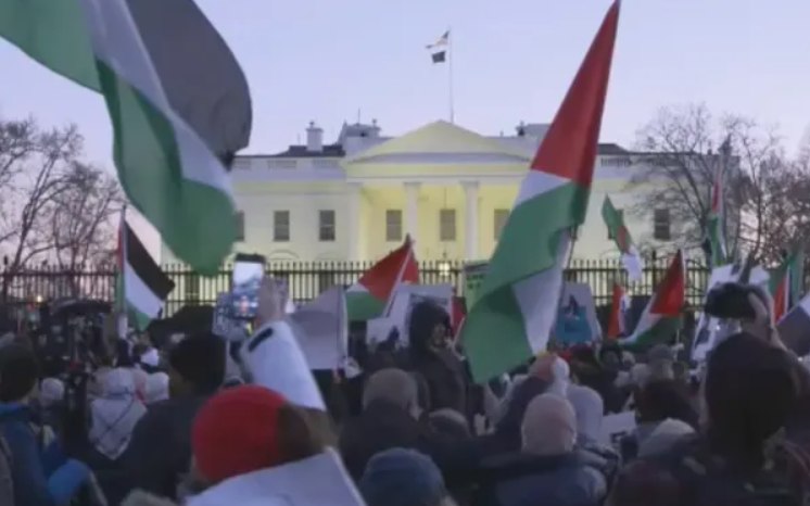 Một người chết sau khi đâm xe vào cổng Nhà Trắng- Ảnh 3. Người biểu tình ủng hộ Palestine và Yemen phá hàng rào Nhà Trắng, hành hung cảnh sát