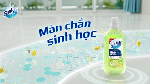 Men vi sinh tự nhiên trong nước lau sàn Sunlight được kích hoạt tạo thành lớp màn chắn sinh học Bioshield, ngăn côn trùng trên sàn nhà hiệu quả.