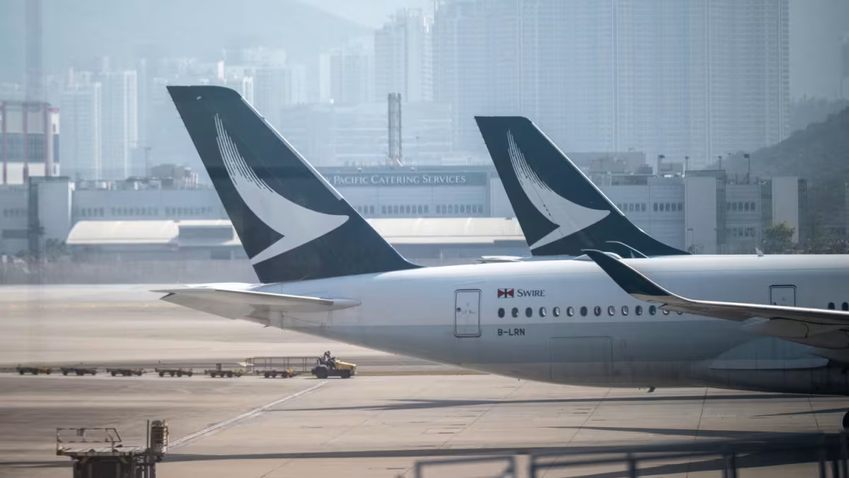 Máy bay Hàn Quốc va chạm máy bay Hong Kong tại sân bay Nhật Bản- Ảnh 1. Máy bay của Hãng hàng không Cathay Pacific (Hong Kong) - Ảnh: TODAY ONLINE