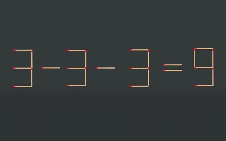 Thử tài IQ: Di chuyển một que diêm để 3-3-3=9 thành phép tính đúng