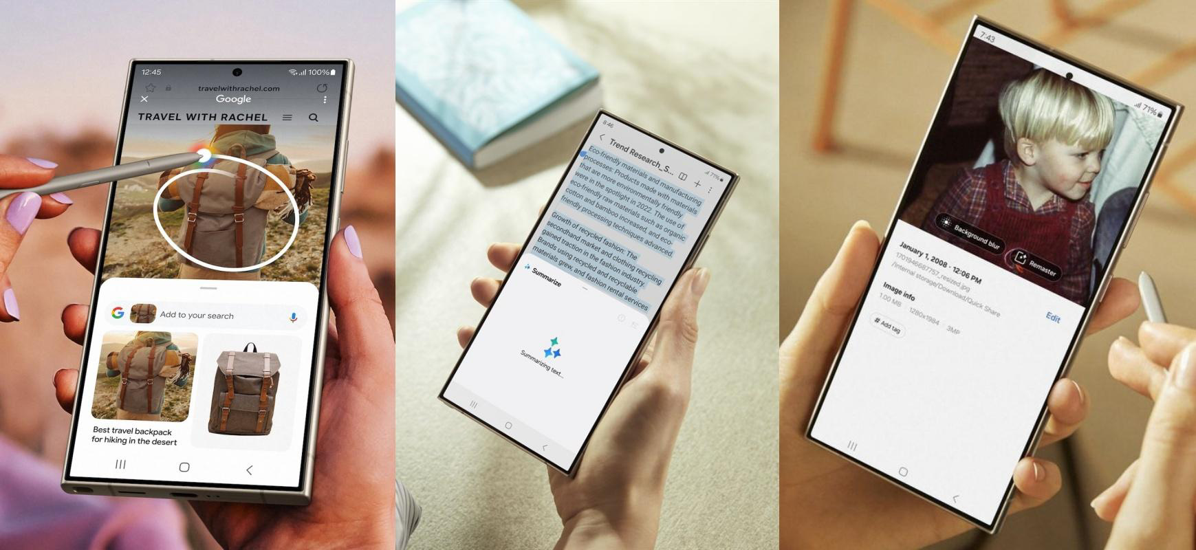 Galaxy AI: Trợ lý cá nhân bậc nhất- Ảnh 2. Bạn có thể khoanh tròn vật thể hiện trên màn hình để tìm thông tin nhanh, nhờ AI rút gọn nội dung bài viết hay chỉnh sửa hình ảnh thông minh hơn trên bộ ba S24 series mới.