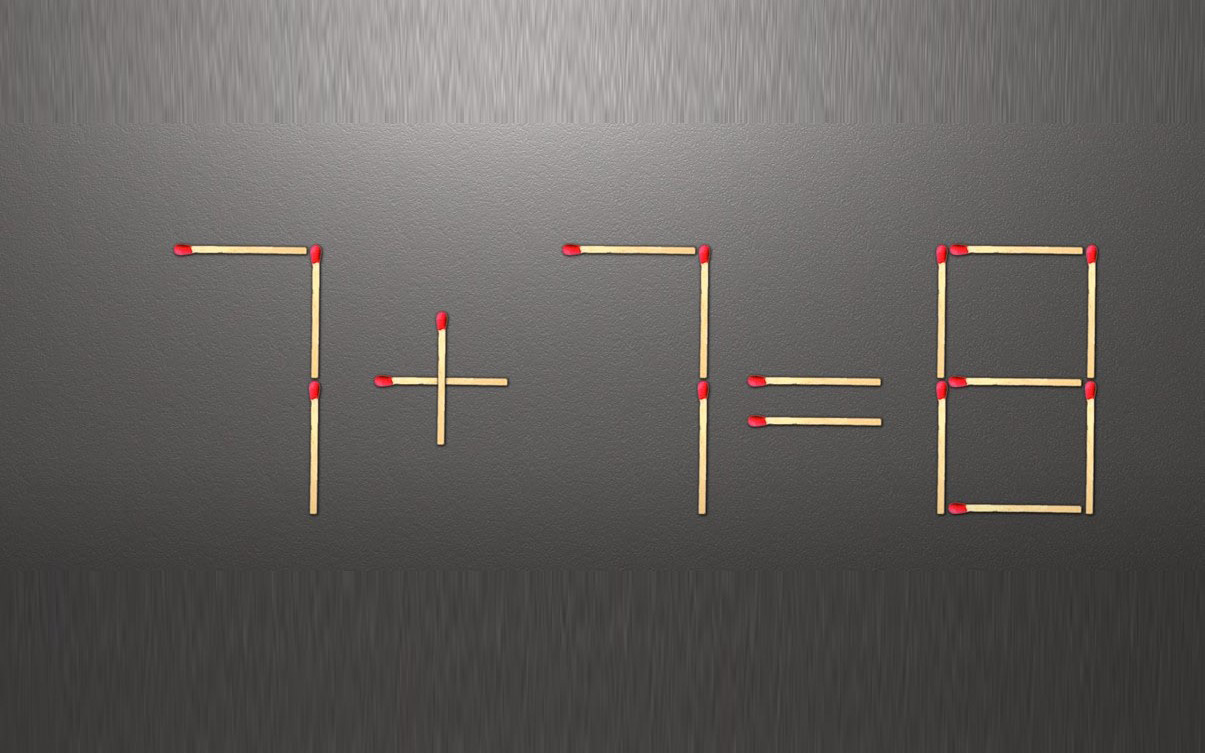 Thử tài IQ: Di chuyển một que diêm để 7+7=8 thành phép tính đúng