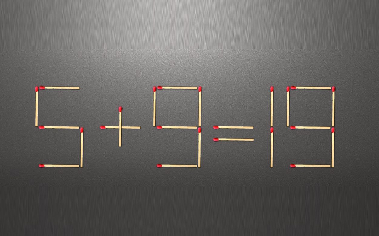 Thử tài IQ: Di chuyển một que diêm để 5+9=19 thành phép tính đúng