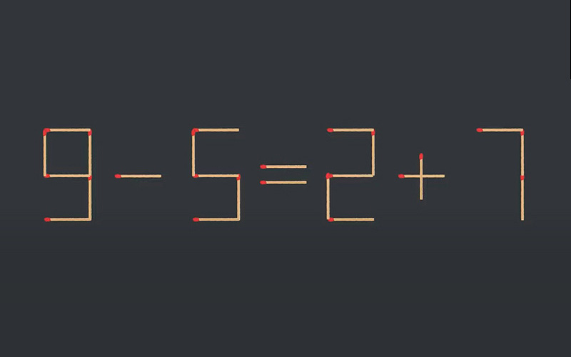 Thử tài IQ: Di chuyển một que diêm để 9-5=2+7 thành phép tính đúng