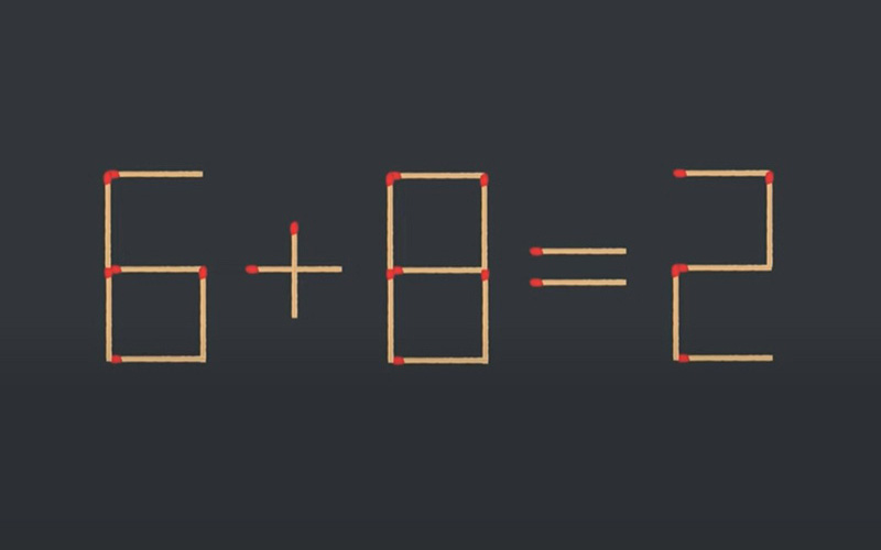 Thử tài IQ: Di chuyển một que diêm để 6+8=2 thành phép tính đúng