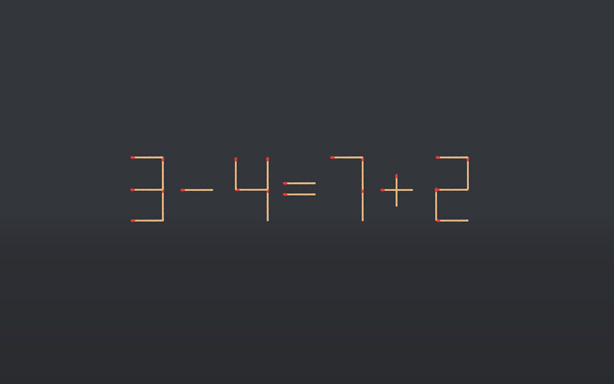 Thử tài IQ: Di chuyển một que diêm để 3-4=7+2 thành phép tính đúng