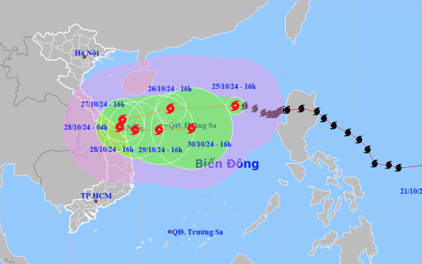 Thời tiết hôm nay 26-10: Trung Bộ mưa to, Nam Bộ mưa chiều, Biển Đông mưa bão - Ảnh 2.