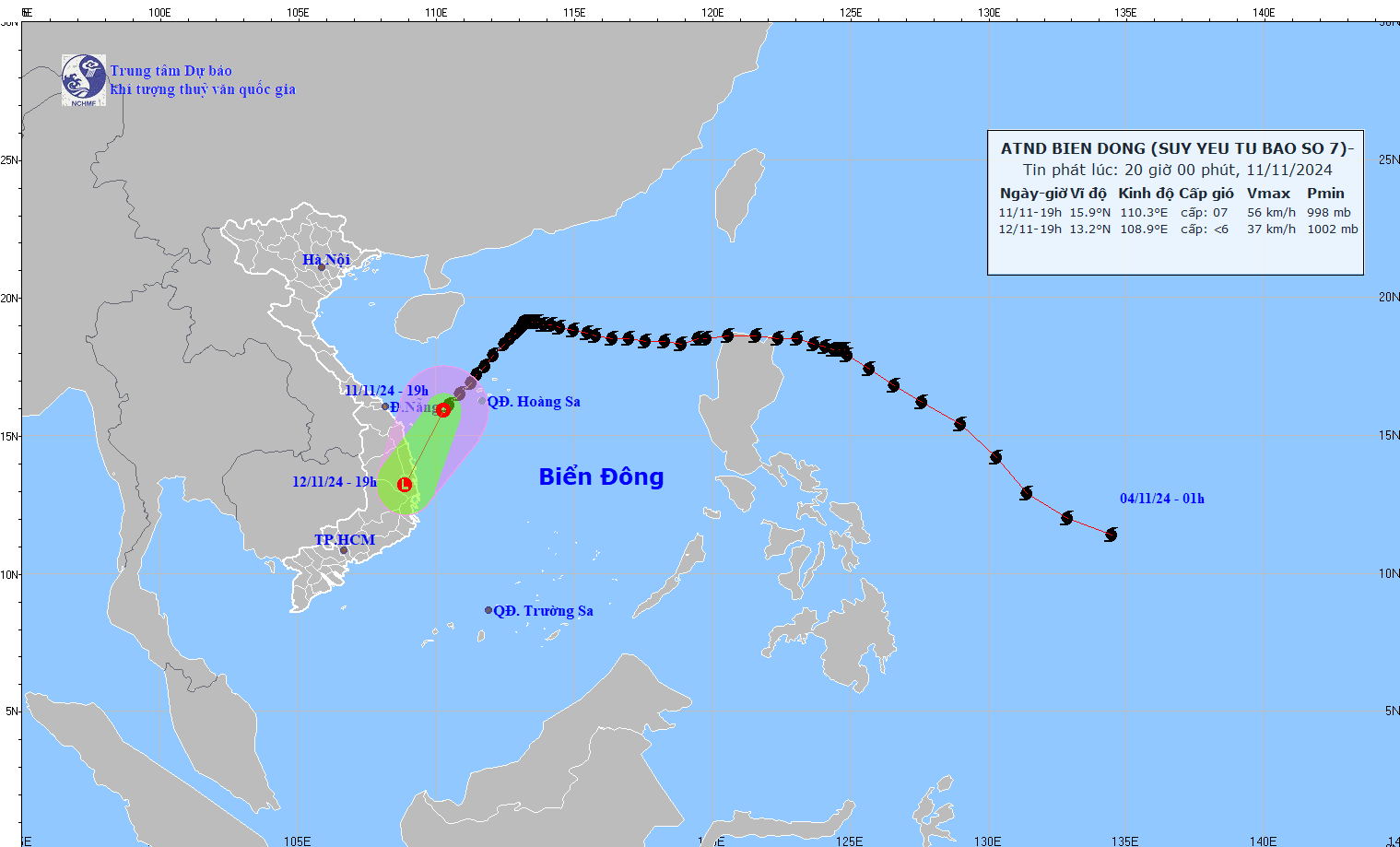 Dự báo thời tiết đêm 11, ngày 12-11 và tin bão sắp vào Biển Đông- Ảnh 1.