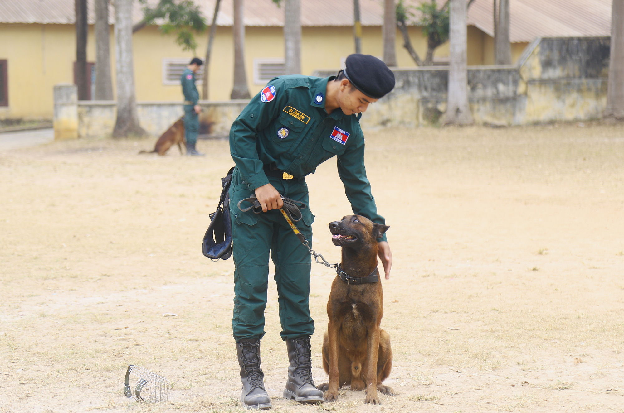 Cảnh sát Campuchia luyện tập huấn luyện chó nghiệp vụ trên thao trường Việt Nam - Ảnh 14.