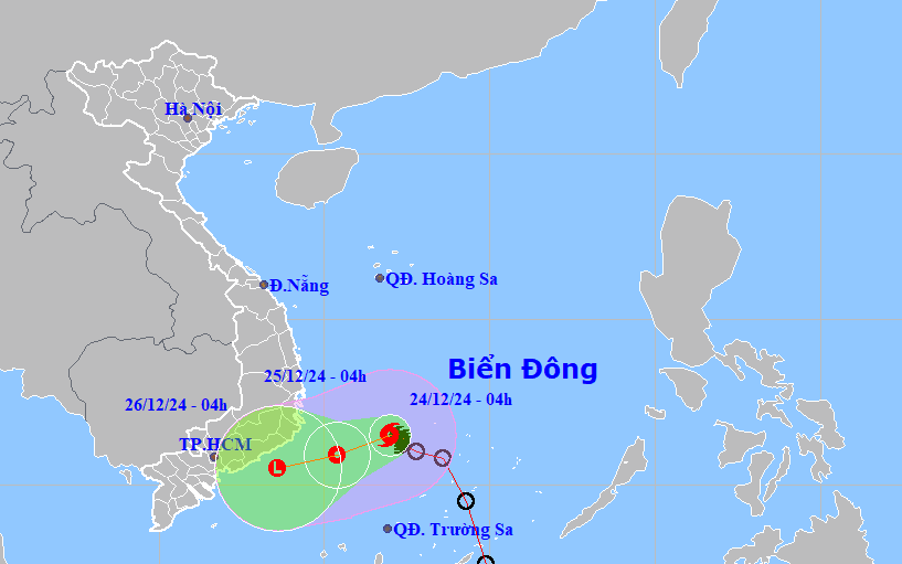 Bão số 10 Pabuk giật cấp 10, hướng vào Khánh Hòa đến Bình Thuận