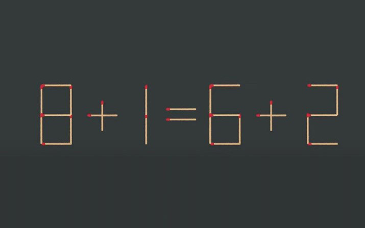 Thử tài IQ: Di chuyển một que diêm để 8+1=6+2 thành phép tính đúng