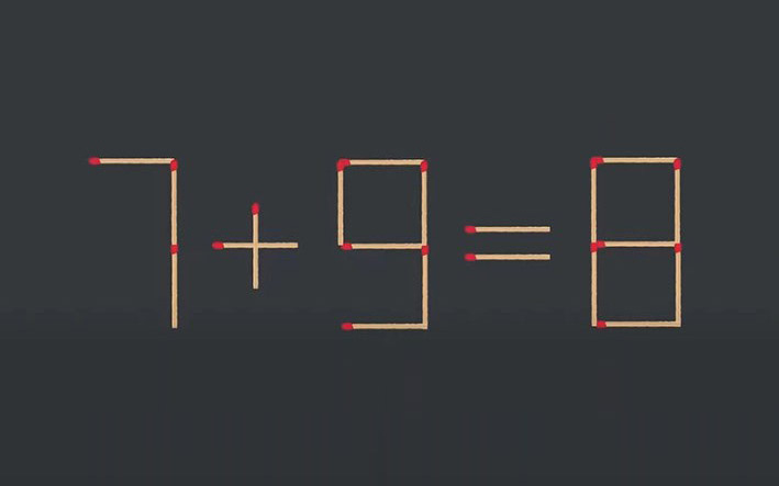 Thử tài IQ: Di chuyển một que diêm để 7+9=8 thành phép tính đúng