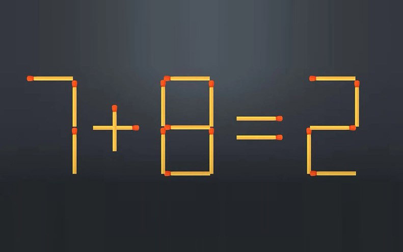 Thử tài IQ: Di chuyển một que diêm để 7+8=2 thành phép tính đúng