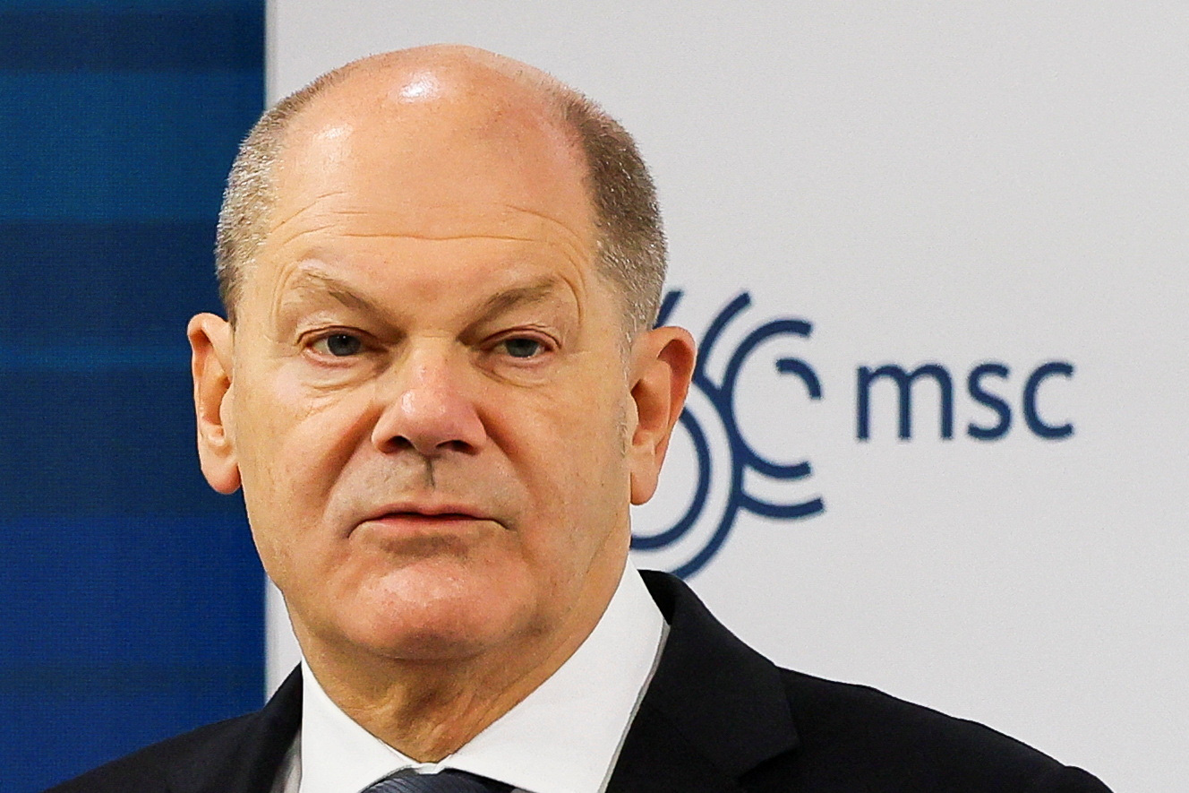 Il primo ministro tedesco Olaf Scholz parla alla Conferenza sulla sicurezza di Monaco il 17 febbraio - Fotografia: Reuters