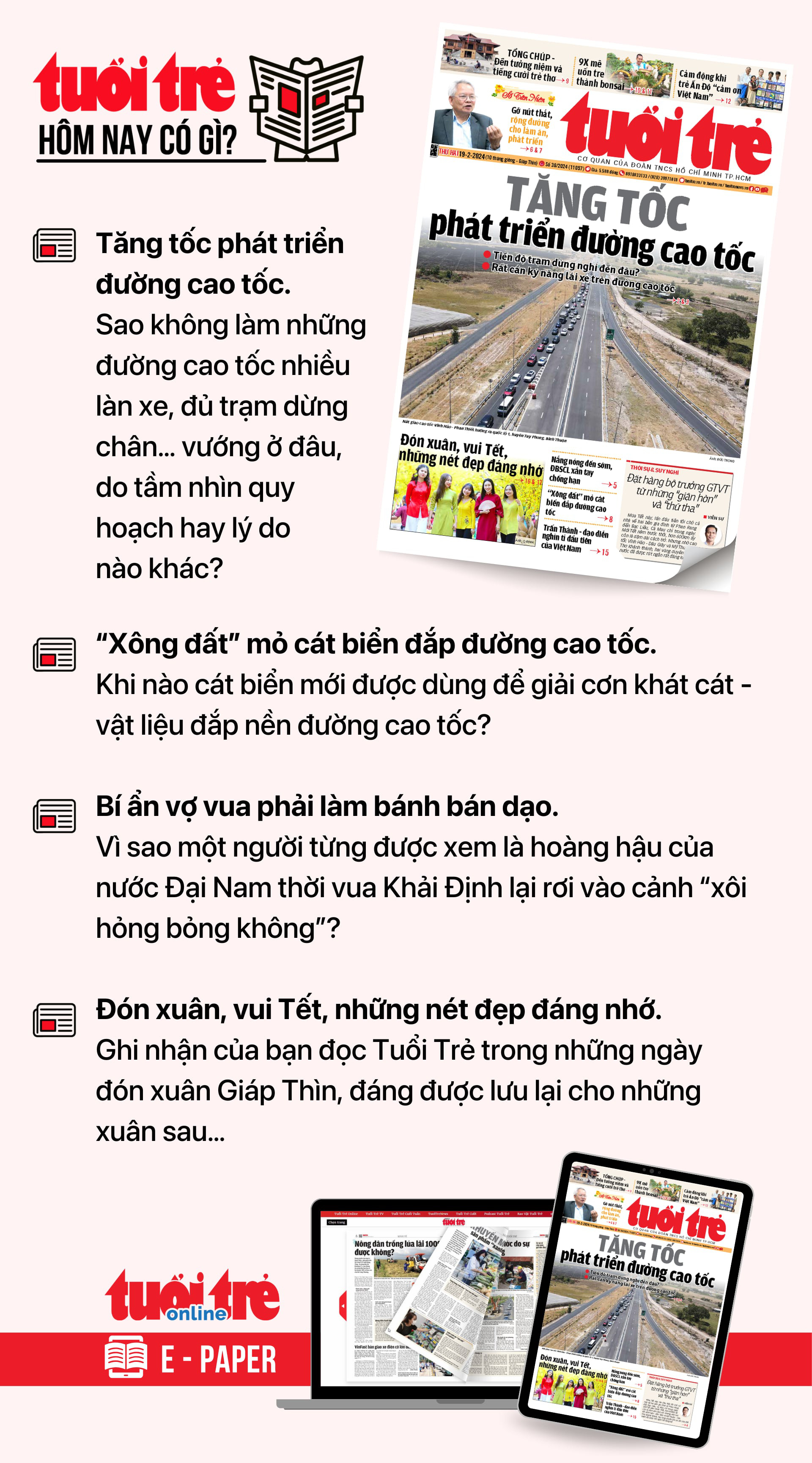 Tin tức chính trên Tuổi Trẻ nhật báo hôm nay 19-2. Để đọc Tuổi Trẻ báo in phiên bản E-paper, mời bạn đăng ký Tuổi Trẻ Sao TẠI ĐÂY Tin tức chính trên Tuổi Trẻ nhật báo hôm nay 19-2. Để đọc Tuổi Trẻ báo in phiên bản E-paper, mời bạn đăng ký Tuổi Trẻ Sao TẠI ĐÂY