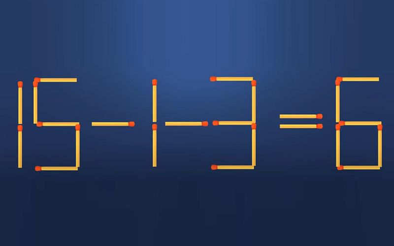 Thử tài IQ: Di chuyển một que diêm để 15-1-3=6 thành phép tính đúng