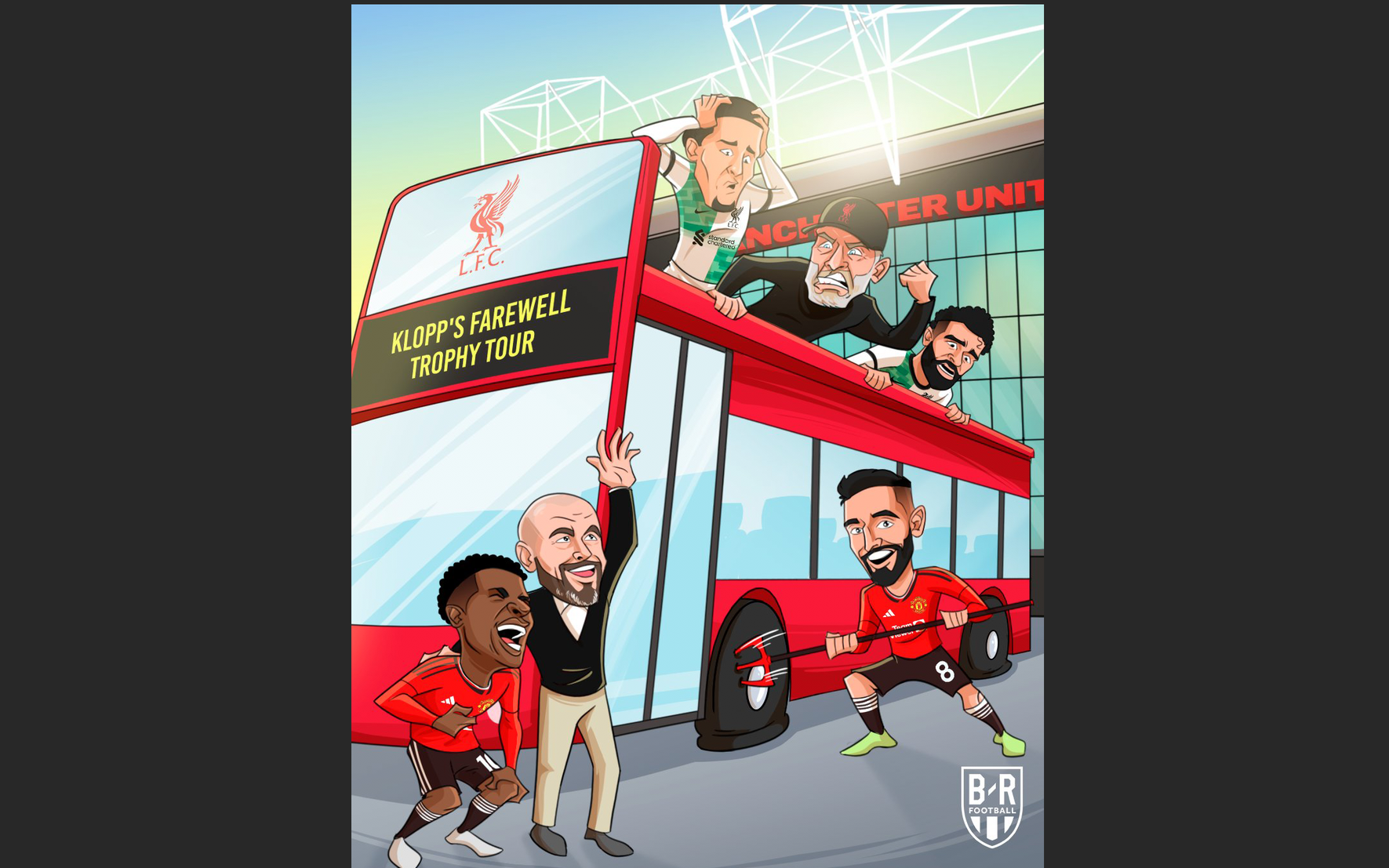 Jamie Redknapp: Cầu thủ Man Utd đang ‘cưa ghế’ Erik ten Hag- Ảnh 2. Chết cười với tranh biếm Man Utd ‘phá hoại’ Liverpool