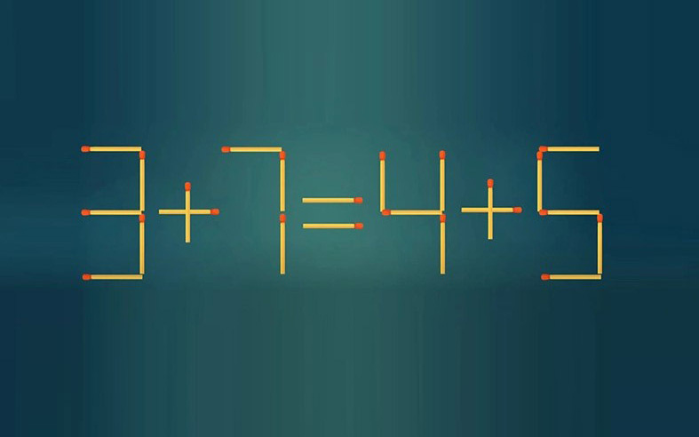 Thử tài IQ: Di chuyển một que diêm để 3+7=4+5 thành phép tính đúng