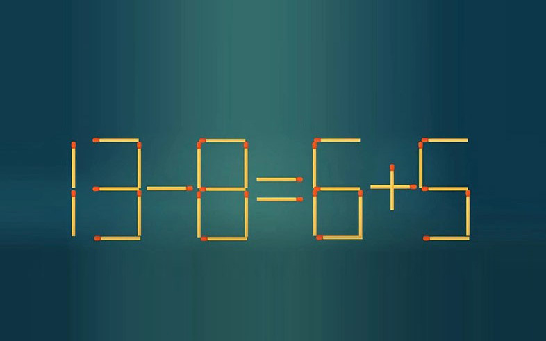 Thử tài IQ: Di chuyển một que diêm để 13-8=6+5 thành phép tính đúng