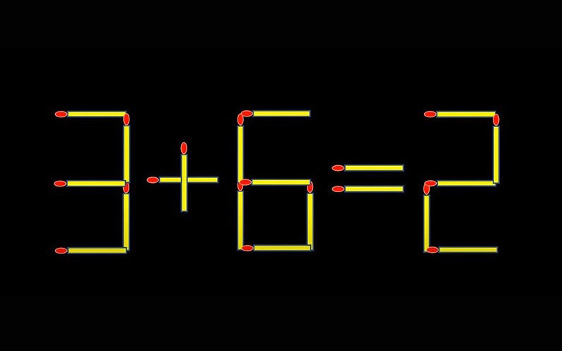 Thử tài IQ: Di chuyển một que diêm để 2+3=7 thành phép tính đúng- Ảnh 9. Thử tài IQ: Di chuyển một que diêm để 3+6=2 thành phép tính đúng