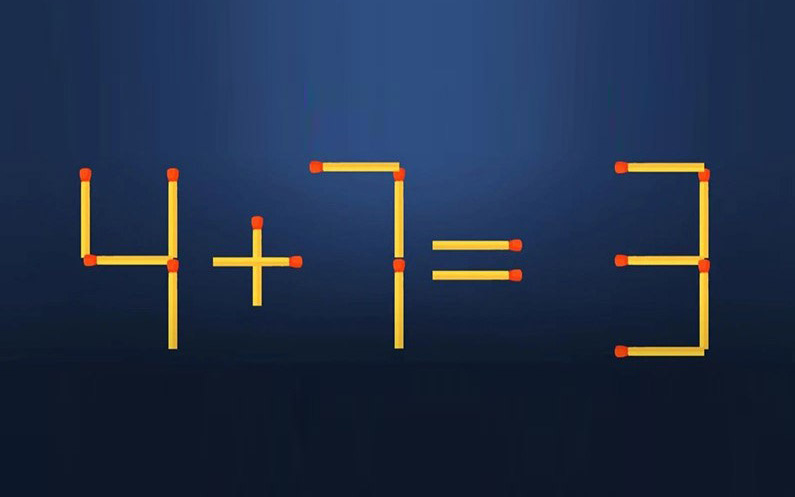 Thử tài IQ: Di chuyển một que diêm để 2+3=7 thành phép tính đúng- Ảnh 7. Thử tài IQ: Di chuyển một que diêm để 4+7=3 thành phép tính đúng
