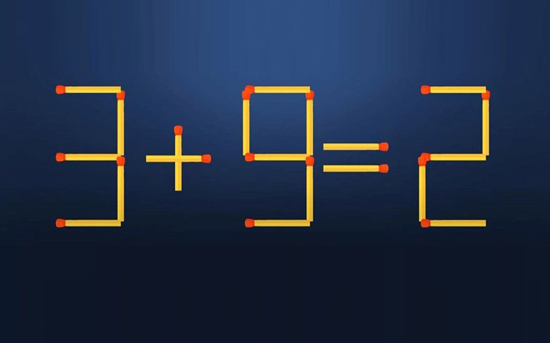 Thử tài IQ: Di chuyển một que diêm để 3+9=2 thành phép tính đúng