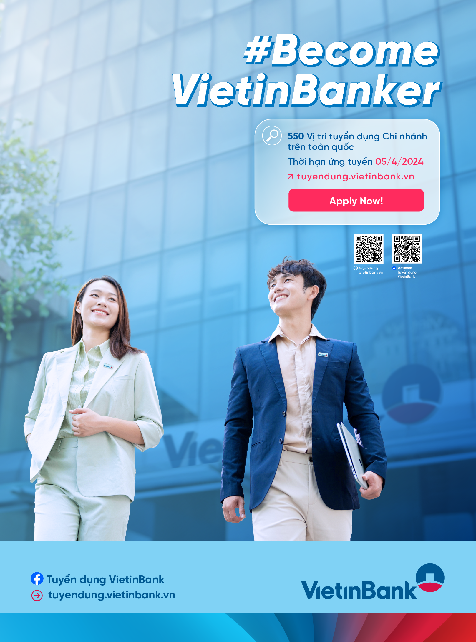 VietinBank cho biết đợt tuyển dụng lần này là hơn 550 chỉ tiêu - Ảnh: VTB
