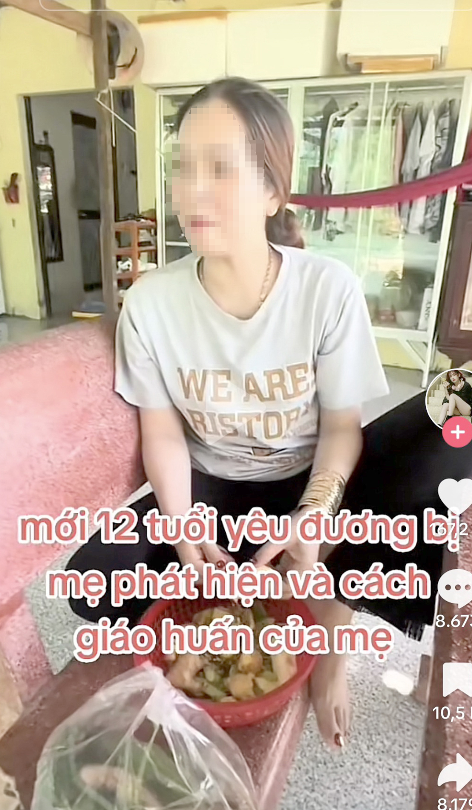 Video ghi lại cảnh người mẹ “tra khảo” con gái 12 tuổi đã có bạn trai được chia sẻ trên mạng xã hội - Ảnh: chụp màn hình