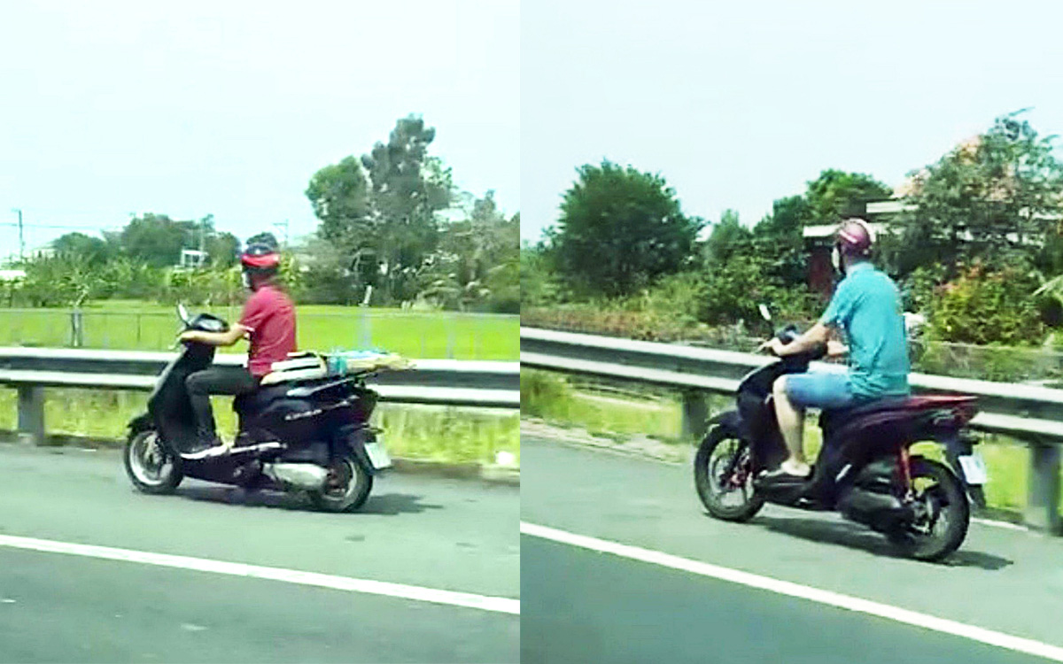 Xe máy chạy vào cao tốc: Lạc đường hay lạc ý thức?- Ảnh 2. Cảnh báo xe máy chạy vào đường cao tốc ở miền Tây