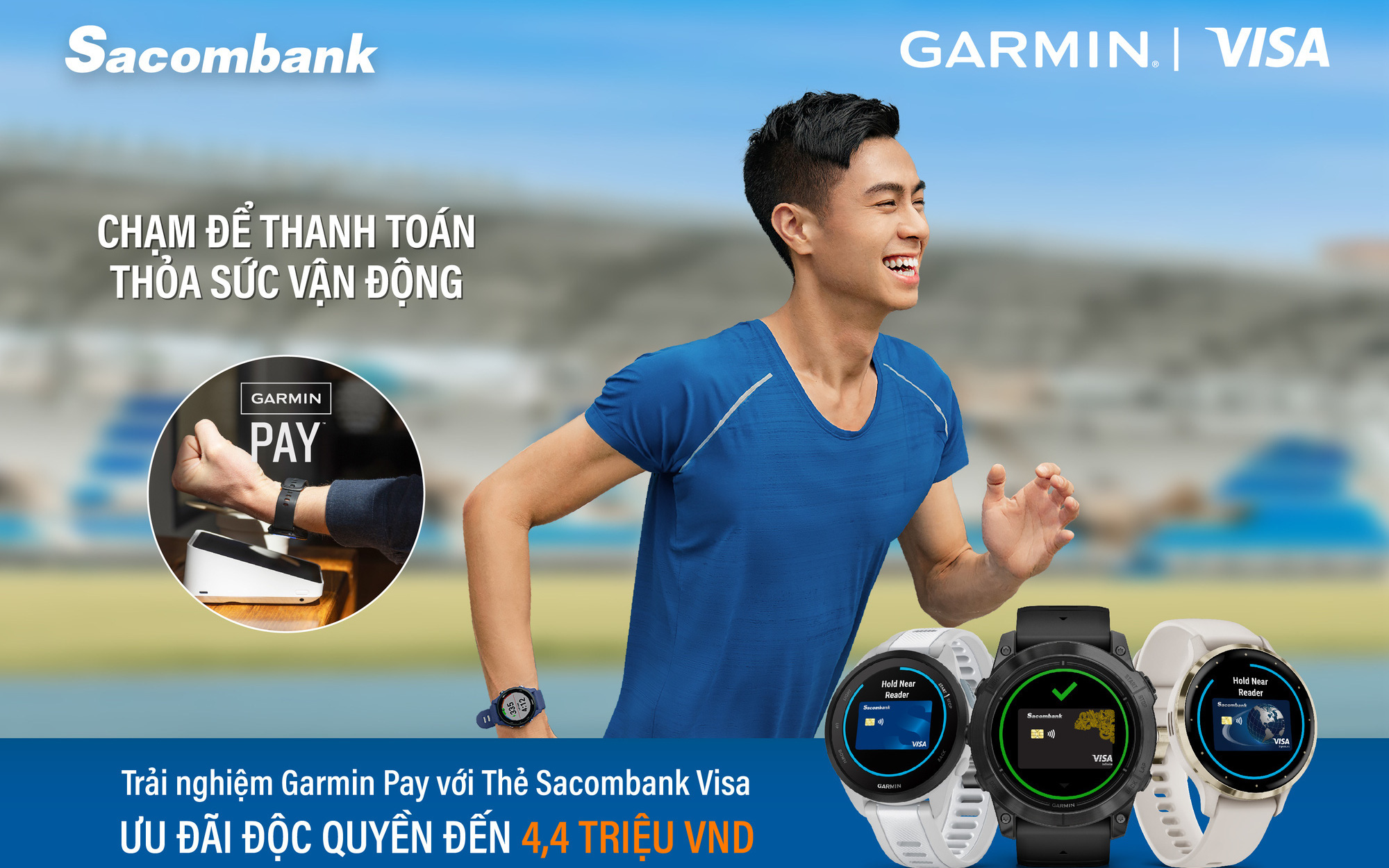 Nhiều ngân hàng cho thanh toán trên đồng hồ thông minh- Ảnh 2. Sacombank kết nối thanh toán với Garmin Pay