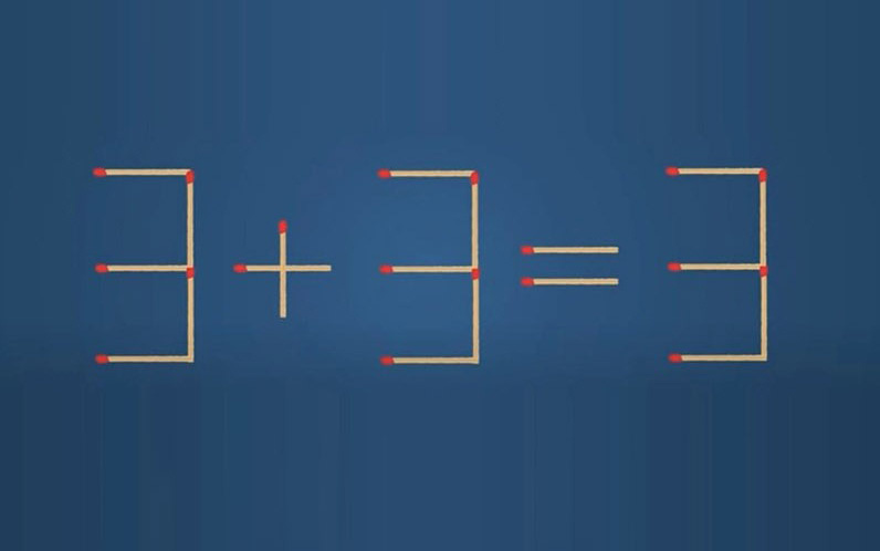 Thử tài IQ: Di chuyển một que diêm để 3+3=3 thành phép tính đúng