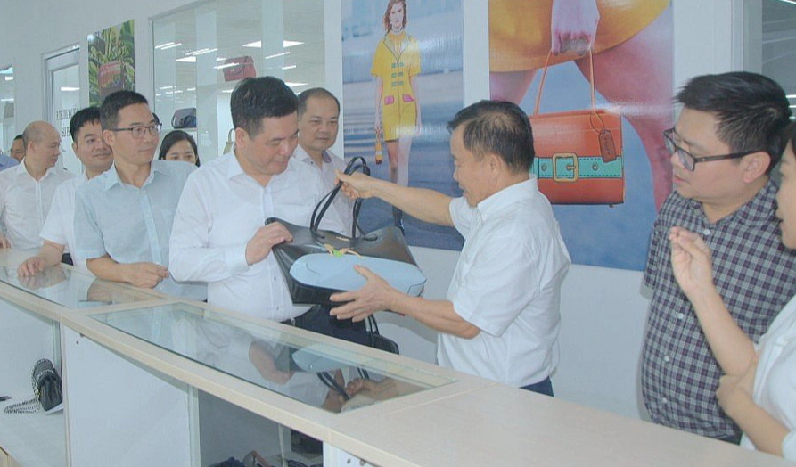 Bộ trưởng Bộ Công Thương làm việc với Hiệp hội Da giày - Túi xách Việt Nam - Ảnh: C.DŨNG