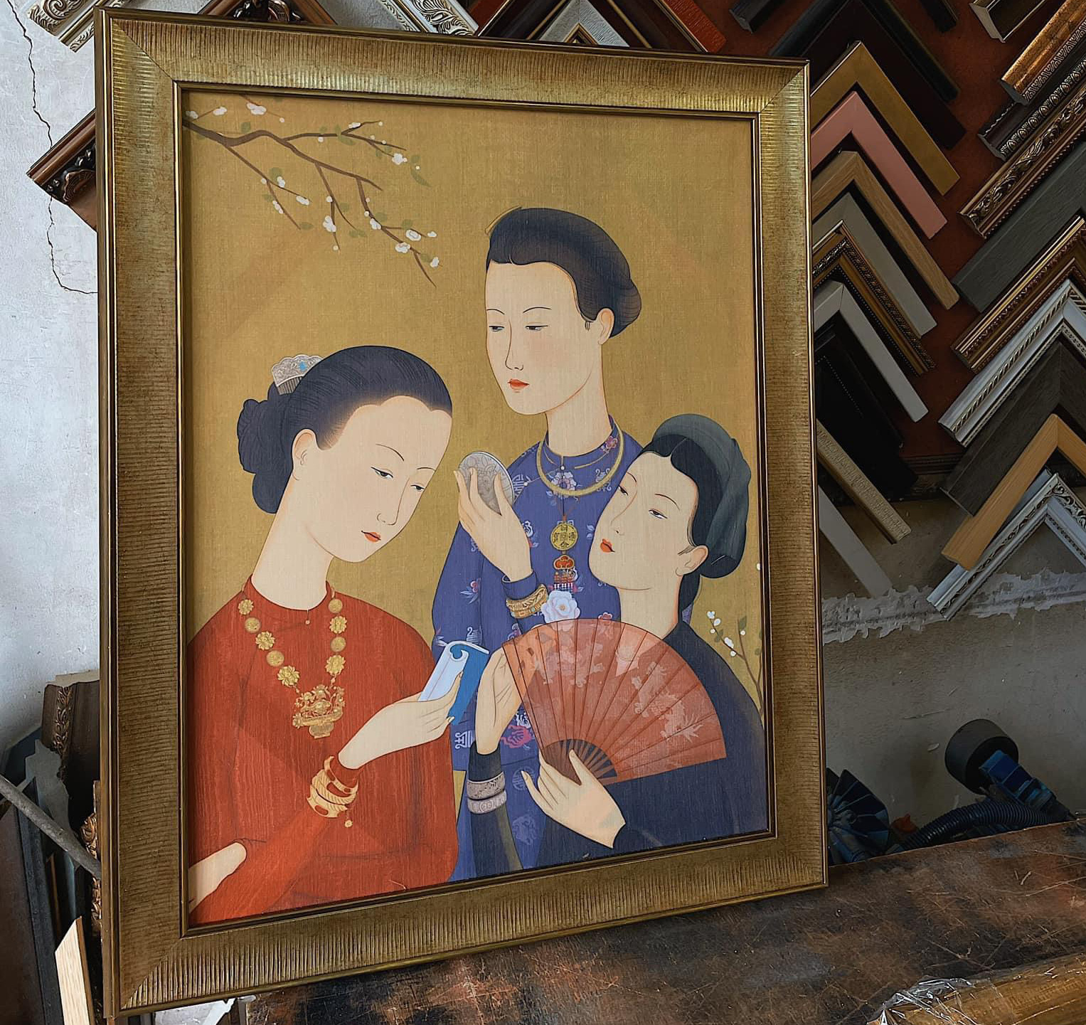 Dando vida à cultura vietnamita em pinturas digitais - Foto 6. Ngoài trang phục và gương mặt, mỗi tranh còn đòi hỏi cả những chi tiết nhỏ và các vật dụng đi kèm - vốn cần có sự tìm hiểu, nghiên cứu về nét sinh hoạt của người xưa - Ảnh: NVCC