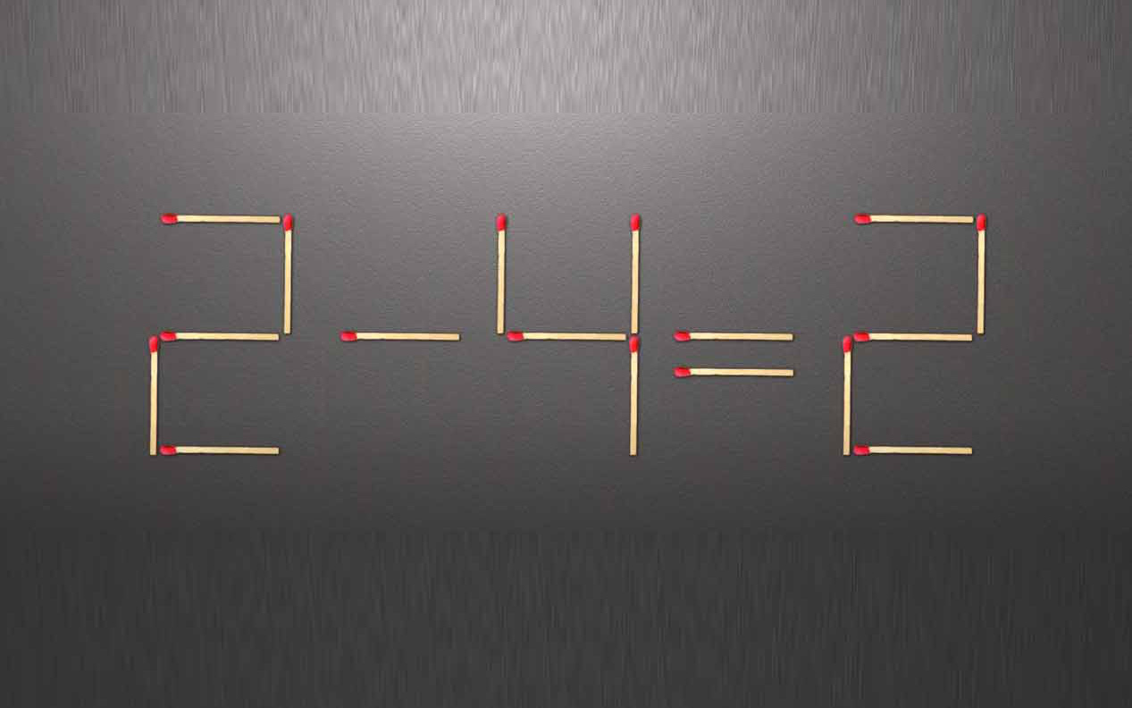 Thử tài IQ: Di chuyển một que diêm để 2-4=2 thành phép tính đúng