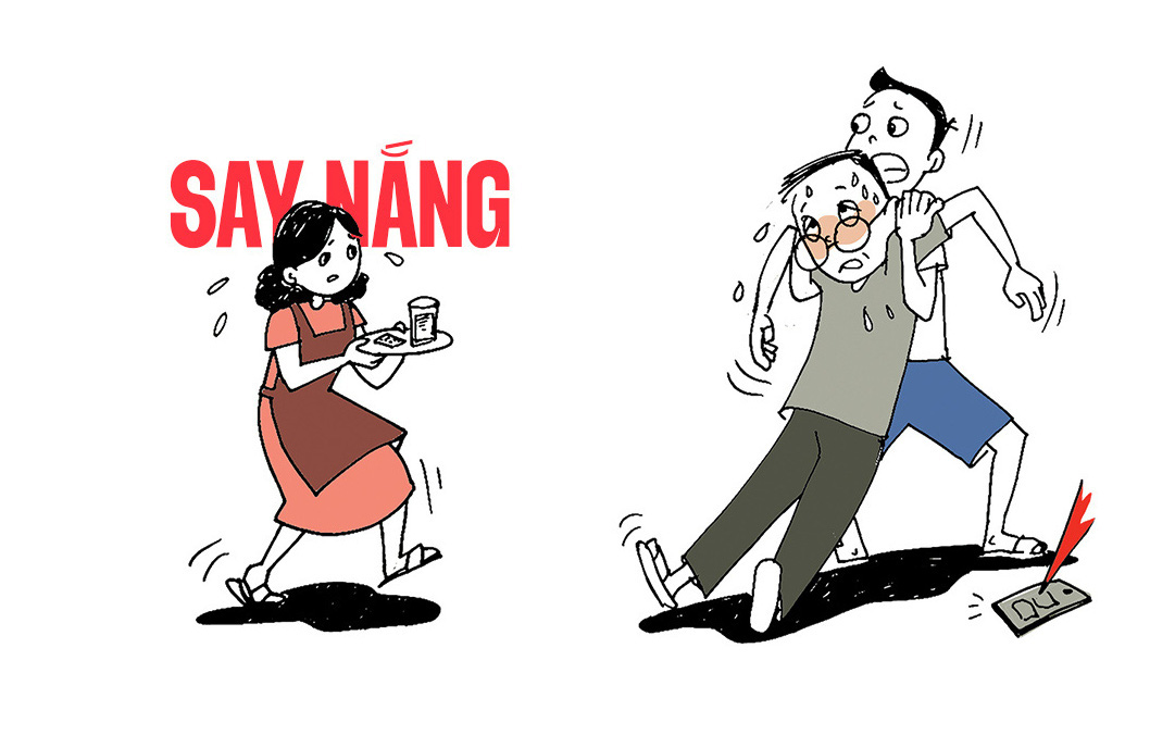 Người đàn ông đang ở trong nhà cũng bị say nắng