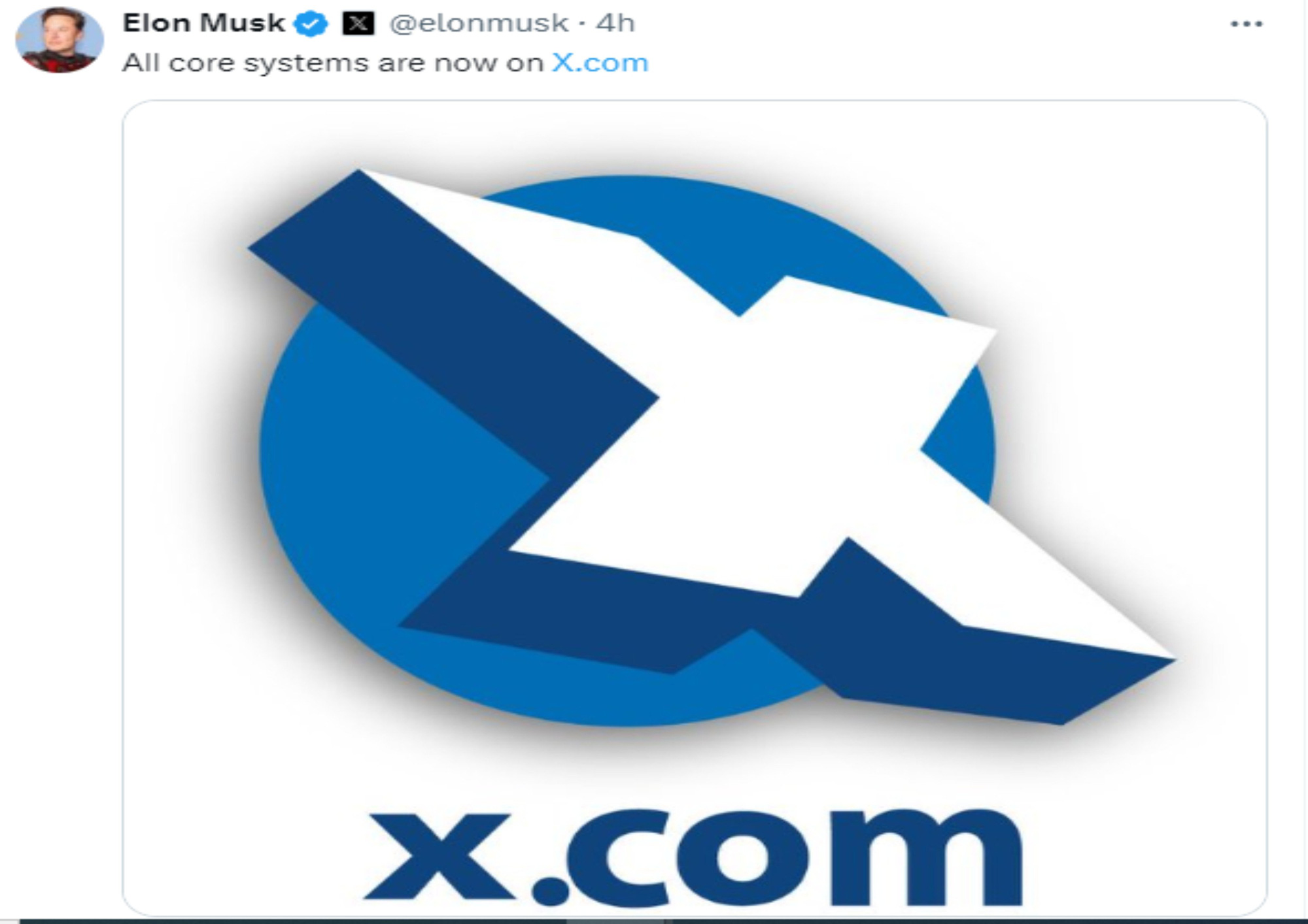 Bài đăng của tỉ phú Elon Musk về việc đổi tên miền mạng xã hội X sang X.com - Ảnh: THE EXPRESS TRIBUNE