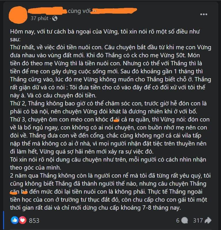 Thắng Ngọt bị tố đòi tiền vợ và bỏ đói con, mẹ vợ cũ lên tiếng, dư luận ...